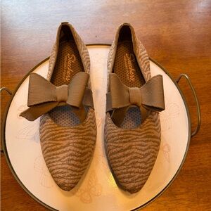 Skechers Brown Zebra Pattern Loafers with Bow